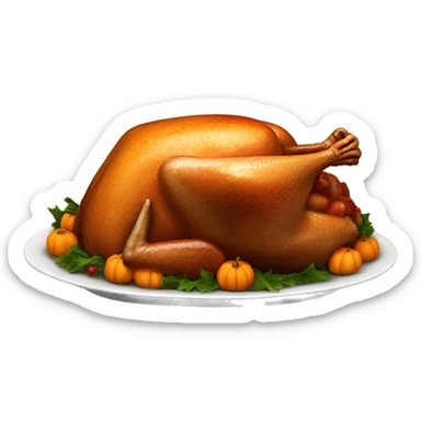 thanksgiving baked turkey on a platter sticker