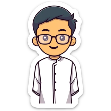 man with wheatish skin tone, wearing kurta with rectangle glasses sticker