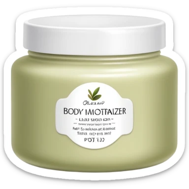 Body moisturizer cream pot with label pale olive  sticker