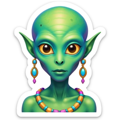 alien living in desert, very colorful, accessories, just face  sticker