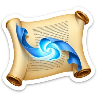 A magical scroll with glowing edges, partially unfurled
Sparkles or light effects around the edges
Color scheme: Parchment yellow with ethereal blue glow sticker