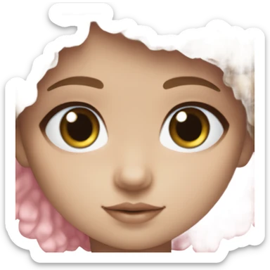 ocean blue doll eyes, brown hair, feminine, pink, girl, angelic sticker