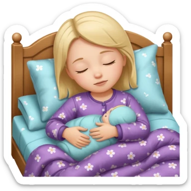 toddler girl sleeping in bed sticker
