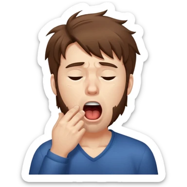 Weak man with disheveled hair yawning sticker