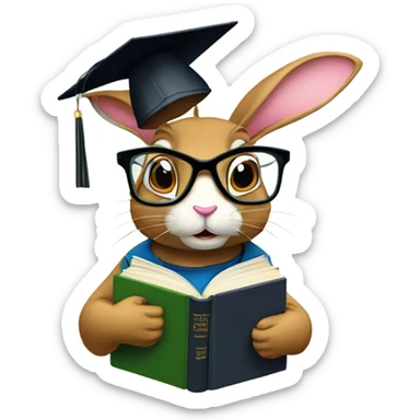fast rabbit grad student sticker