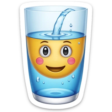 Copo de água – um copo transparente cheio de água cristalina, estilo emoji realista/cartoon. sticker