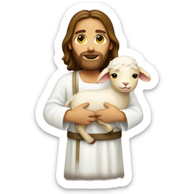 Jesus holding lamb over shoulders sticker