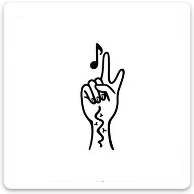 stylized symmetrical hand with tattoos in doodle style, square format, suitable as emoji for music marketing course cover sticker