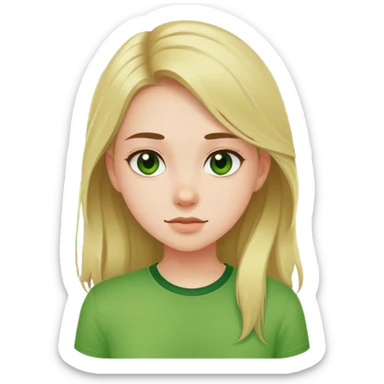 Girl in green shirt indoors sticker