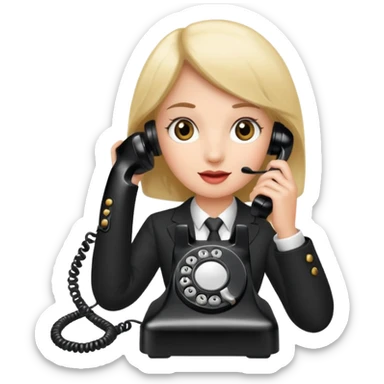 receptionist using Old Typical Phone sticker