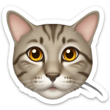 Tabby slightly brown gray cat with beige mouth and dark nose and orange golden eyes sticker