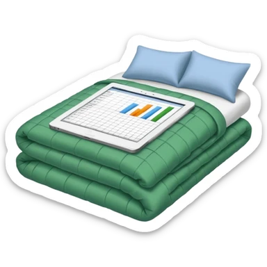 folded duvet with excel spreadsheet  sticker