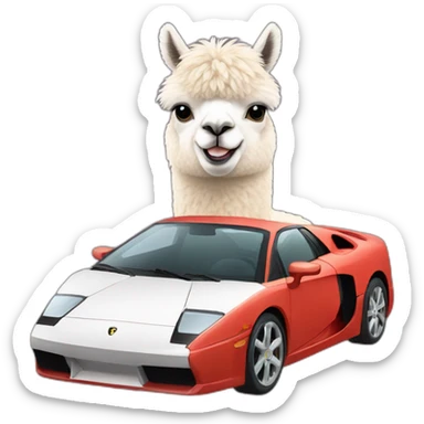 Alpaca drives sportcar  sticker