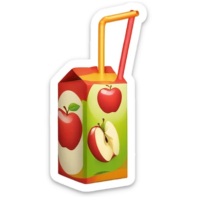 apple juice carton with a straw sticker