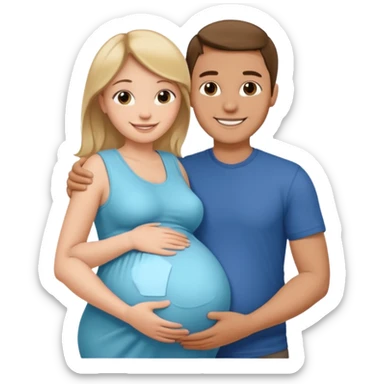 pregnant woman with her man next her with his arm around her sticker