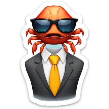 crab with a business tie and sunglasses and big crying tears sticker