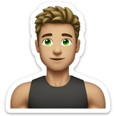 Boy, green eyes, big nose, muscular body, pretty sticker