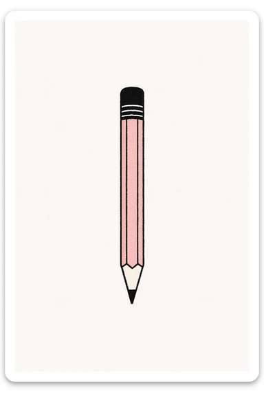 minimal pink and black pencil on white background, no text sticker