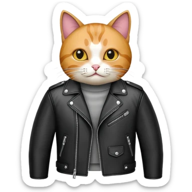 cat in leather jacket sticker