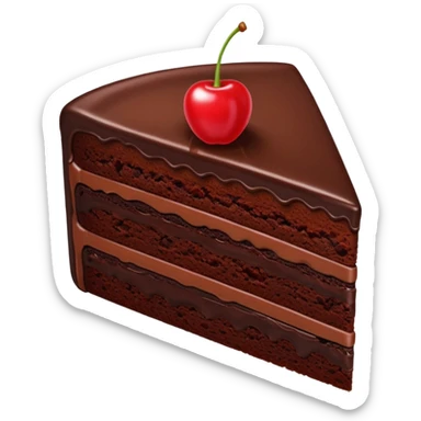slice of chocolate cake with a cherry on top sticker
