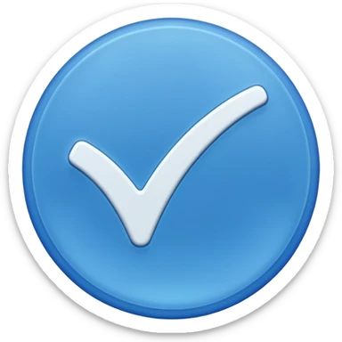 Blue circle with irregularities on it on it is boundaries and it should have a white tick no face sticker