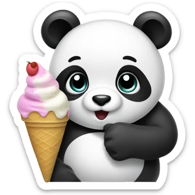 Panda eating ice cream sticker