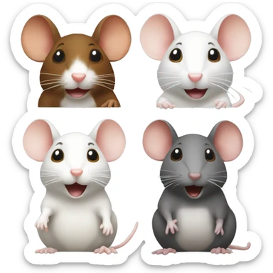 three different rats: one white rat one grey rat and one brown rat gossiping sticker