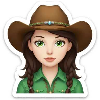 Brunette cow girl green eyes pale skin sticker