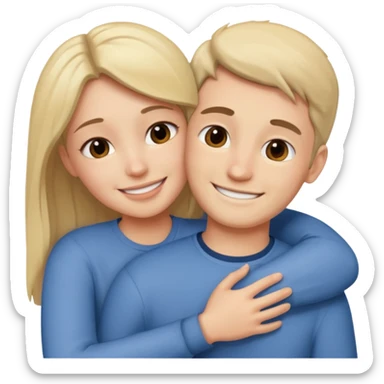 Two people hugging for comfort, one male one female sticker