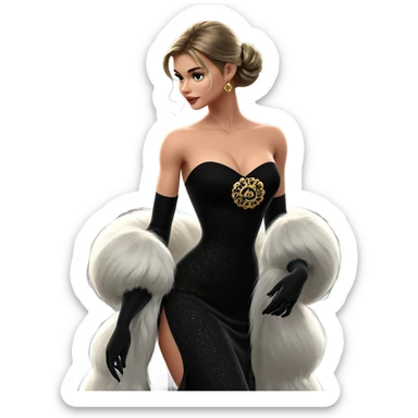 elegant girl in black dress sticker