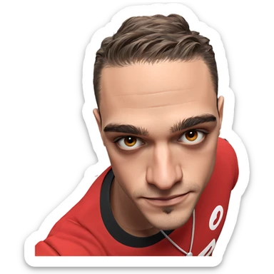 male portrait in red shirt sticker