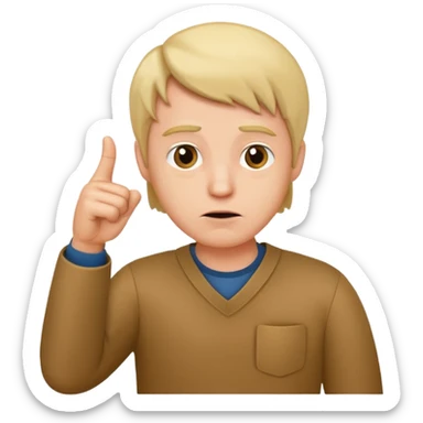 guy pointing with his thumb to his left while looking confused sticker