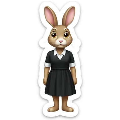 Rabbit in black women dress going to work  sticker