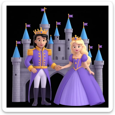 prince and princess disny dress close up photo in castle sticker