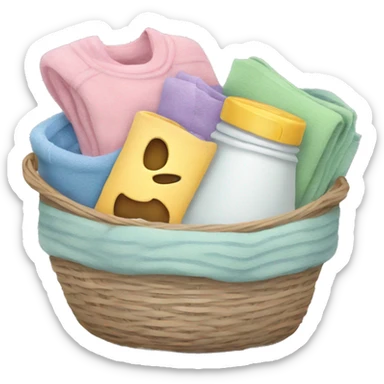 Cozy basket with laundry in pastel colors sticker