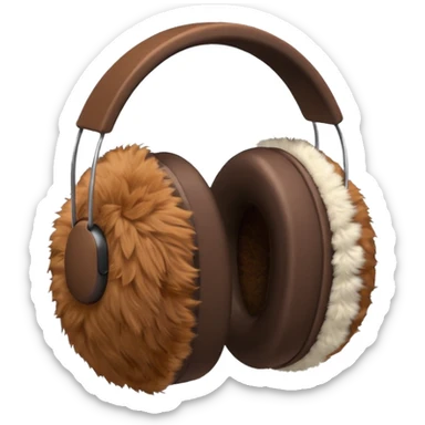 Warm brown completely fluffy earmuffs sticker