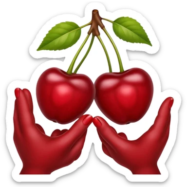 Hands grabbing cherries sticker