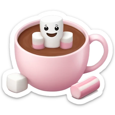 Light Pink mug of hot chocolate with marshmallows  sticker