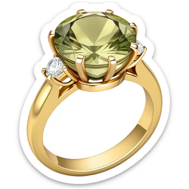 Pale olive wedding ring with stone sticker