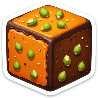 Chocolate square fudgy Bites with orange and pistachios  sticker