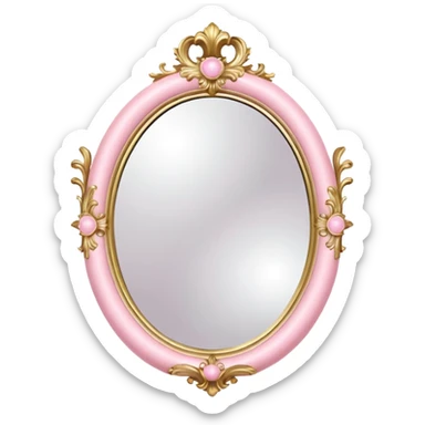 vintage rococo pale pink inflatable puffy mirror sticker