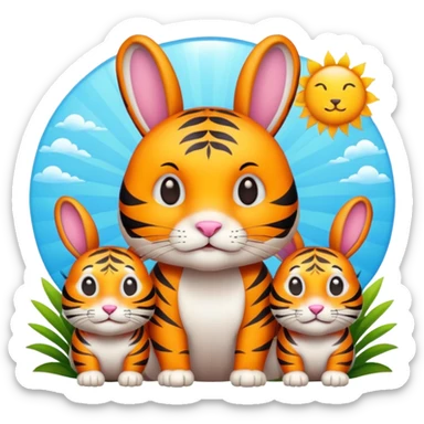 Rabbit sun tiger sticker