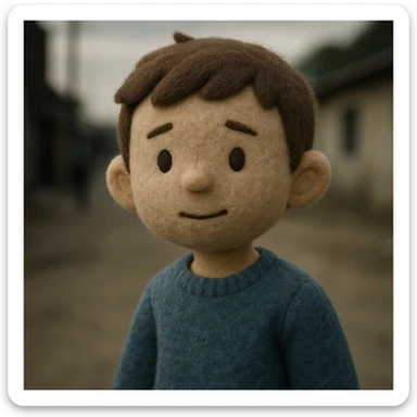 boy, plush portrait style sticker