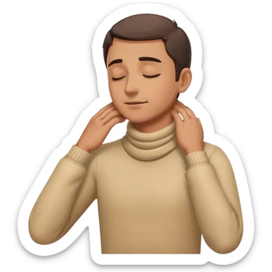 Guy with hands on his neck closing eyes sticker