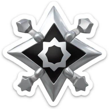 Silver chrome four-point star diamond black sticker
