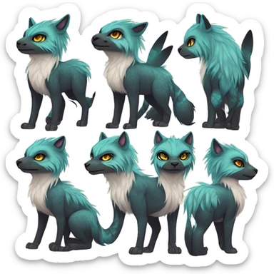 cute Kawaii edgy fantasy animal fursona Fionbri creature by griffsnuff & LiLaiRa & Falvie full body sticker
