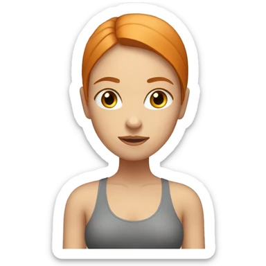 Ginger straight hair woman with dark eyes doing yoga sticker