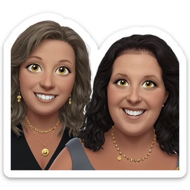 smiling girls with jewelry sticker