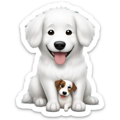 Samoyed hugging a dachshund sticker