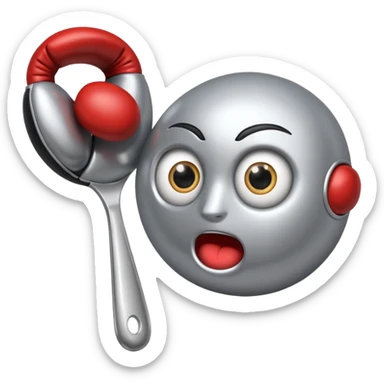 a spoon with eyes and boxe gloves sticker